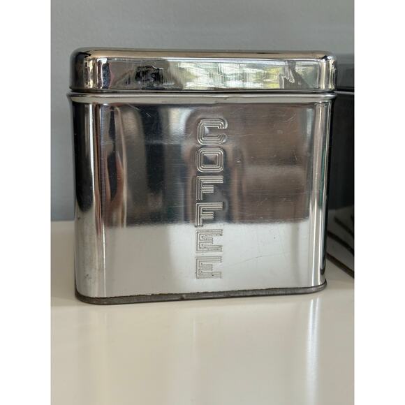 Lincoln Beautyware Canister Set Coffee & Tea Chrome Metal - Picture 2 of 8